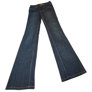 House of Dereon Couture Kick Boot Jeans VTG Y2K Embroidered Sz 32 Pocket Beyonce